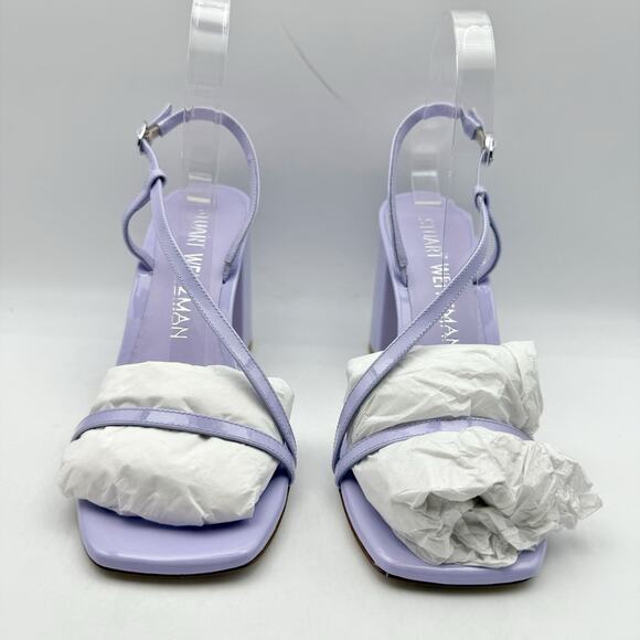 Stuart Weitzman Womens Soiree 85 Block Heeled Sandal US 9.5 B Purple Leather NIB - Picture 7 of 14